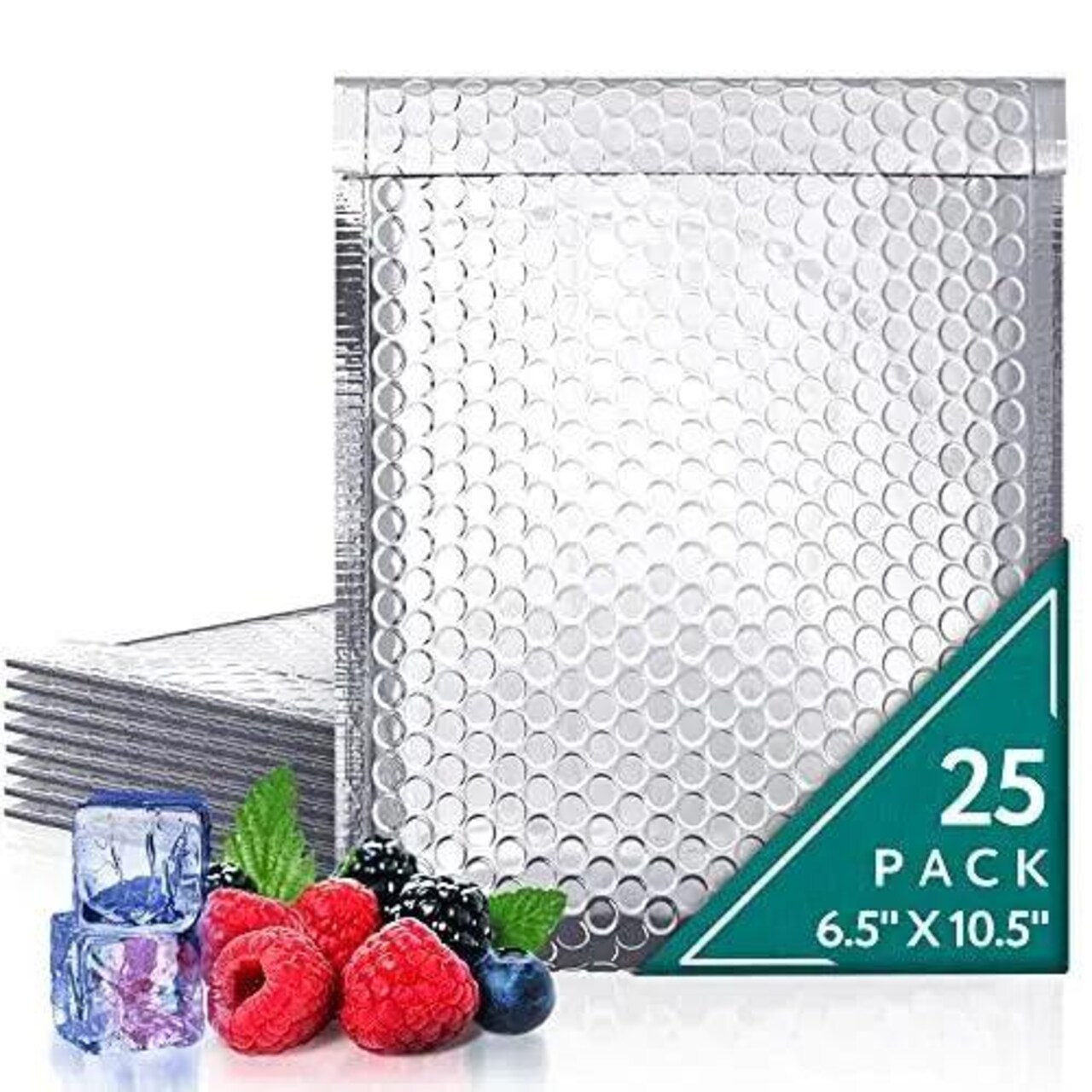 Thermal Bubble Mailer 6.5 x 10.5 Pack of 25 Foil Mailing Envelopes Self Seal Cool Bubble Mailers Waterproof Cold Shipping Package Insulated Shipping Bags for Food Perishables Cosmetics
